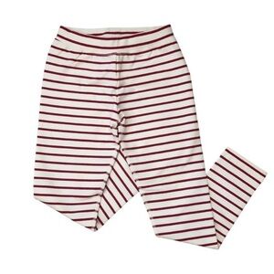 NWT Hanna Andersson Cranberry & Cream Stripe Warm Winter Leggings